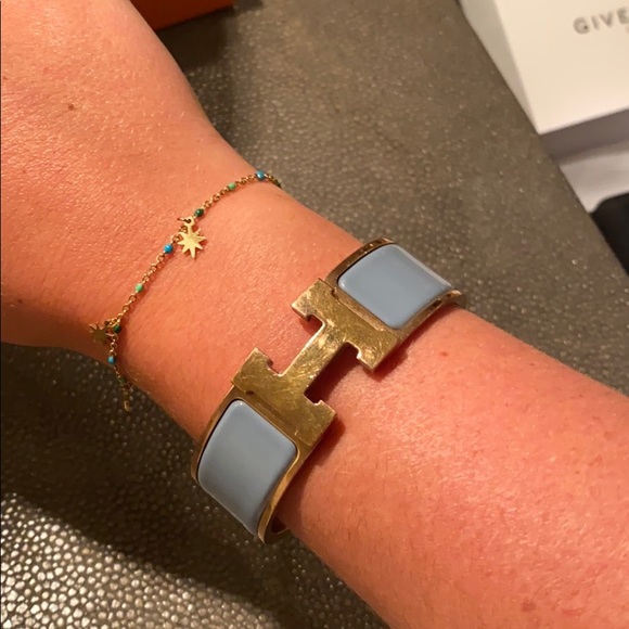 Rose Gold Blue/Gray Wide Clic Clac bracelet - Picture 6 of 10